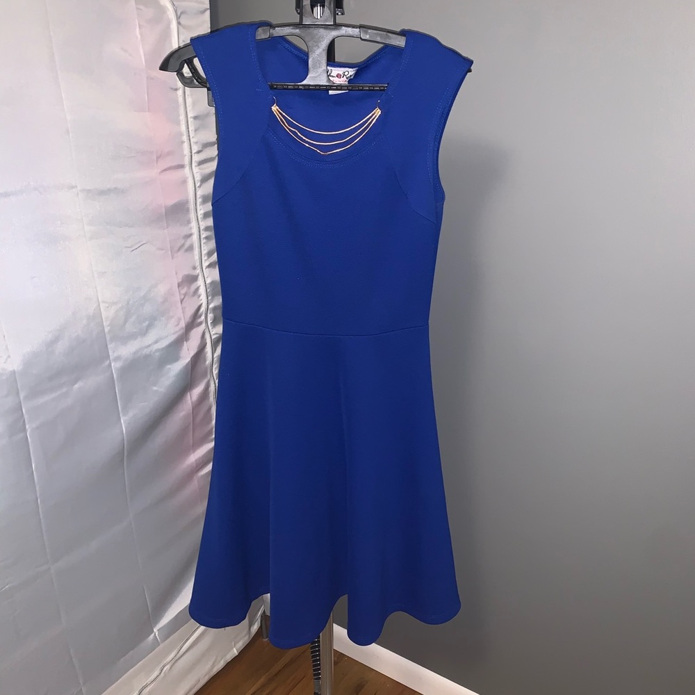 Royal blue dress with a built in necklace